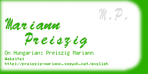 mariann preiszig business card